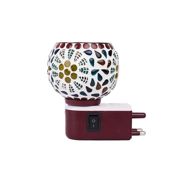 Kapoor Dani Cum Night Lamp Multi Functional Essential Oil Camphor Burner For Fragrance With Switch On/Off Button For Heating Dn_17(Round)